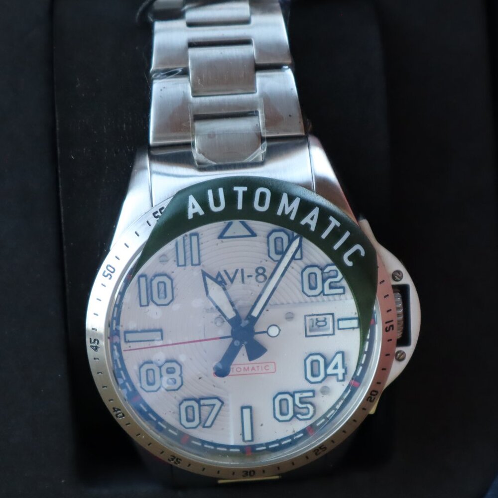 AVI-8 P51 Mustang Jubilee Limited Edition Watch (White Dial/Silver Band)